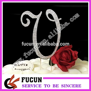 Bling Hot sale high quality W wedding cake toppers for party anniversary