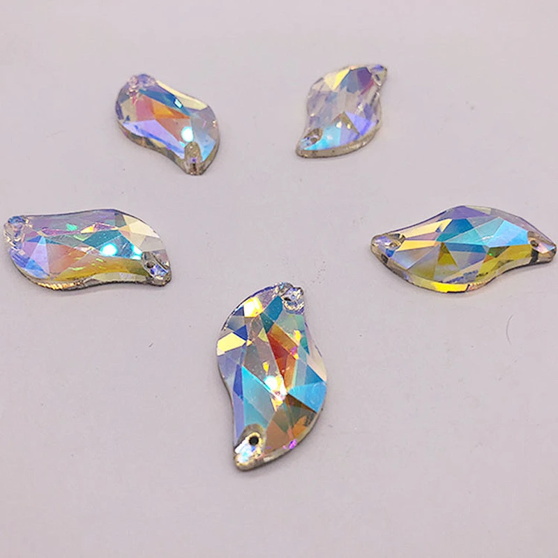 Hot sale Flat back  S shape 21*28mm crystal  sewing  on glass stone for wedding dress