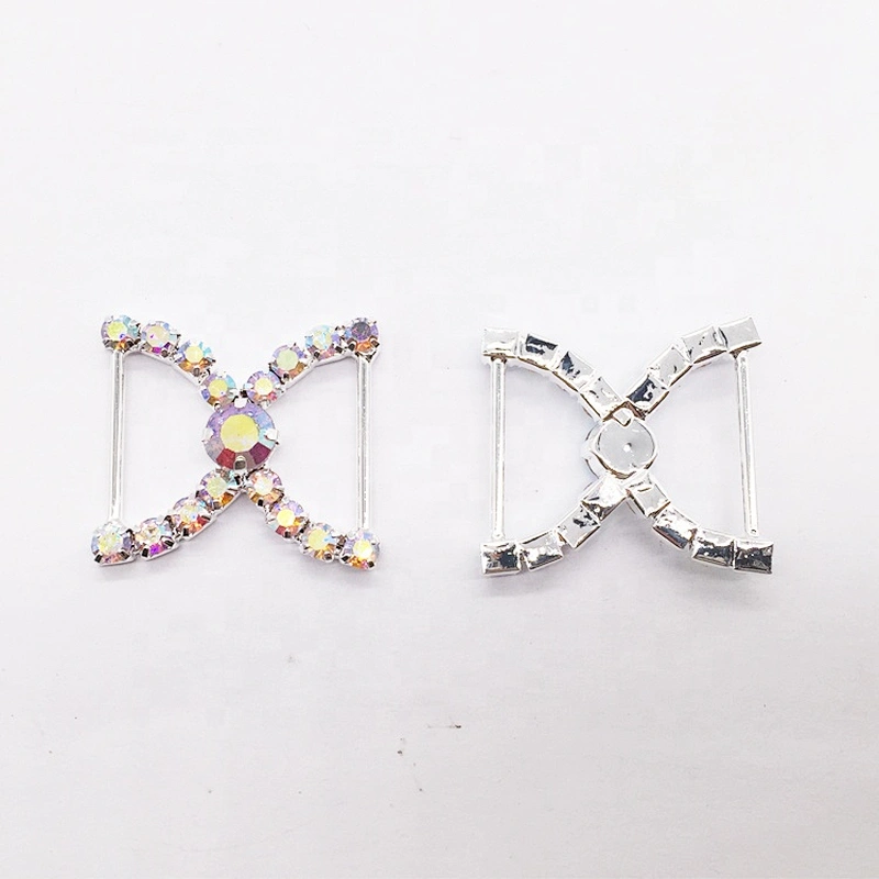 Fancy Diamante Rhinestone Buckle Bikini Bra Bow Rhinestone Connector For Swimwear