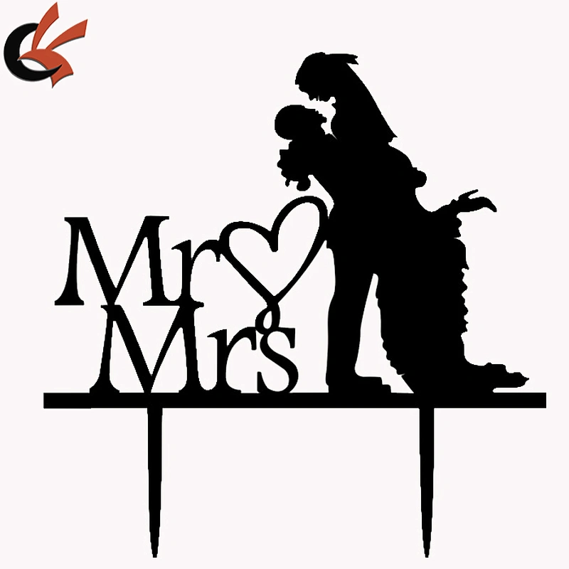 China wholesale wedding couple Mr and Mrs black acrylic cake topper
