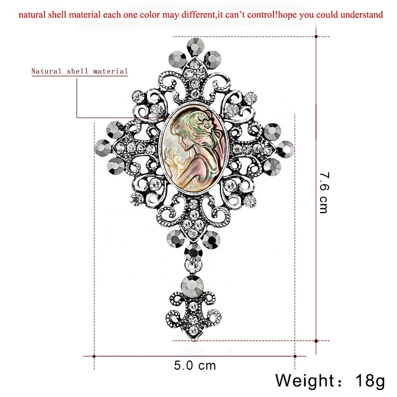 China Wholesale Vintage Style Cameo Lady Brooch Antique Silver Brooch New!!!