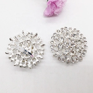 Crystal rhinestone wedding decoration woman jewelry silver brooch safety pin