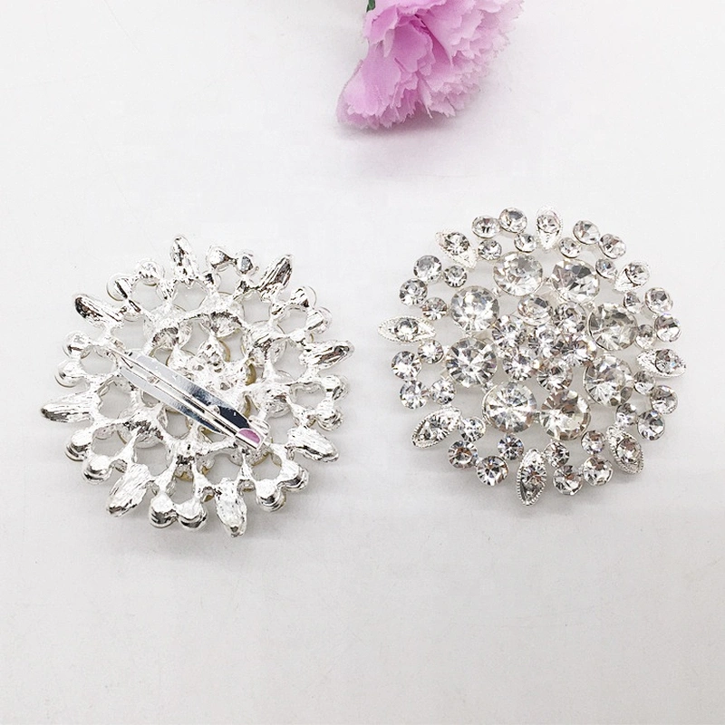Crystal rhinestone wedding decoration woman jewelry silver brooch safety pin