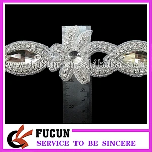 Wholesale Fashion Wedding Rhinestones Applique/Bridal Sash Appliques/Rhinetones Trimming for Dress decoration