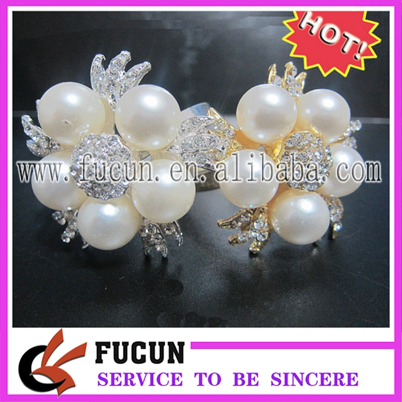 Chinese Hotel Wedding Table Plate Decorative Accessories Jeweled Pearls Napkin Ring