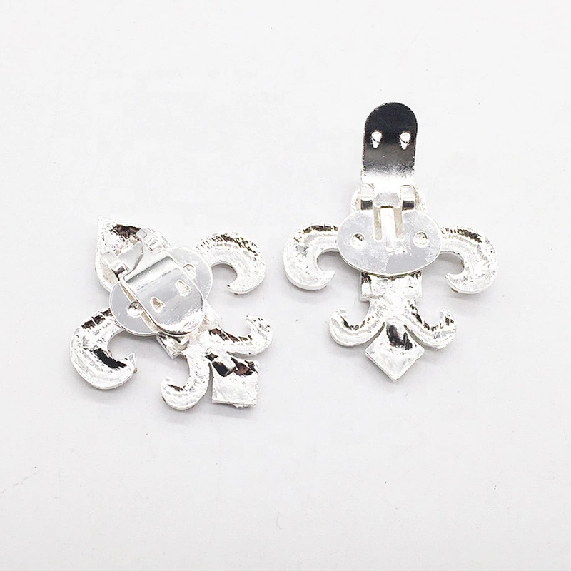 China Wholesale Shoe Parts Accessories Fleur-de-lis Rhinestone Crystal Shoe Purse Clip Buckles