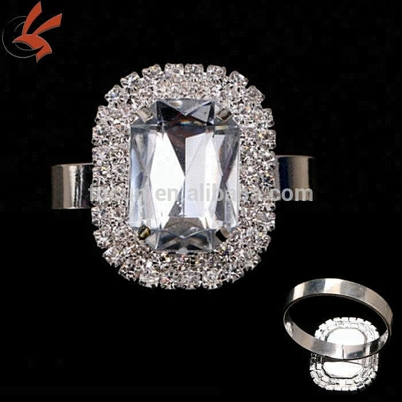 factory crystal heart napkin ring for wedding decoration