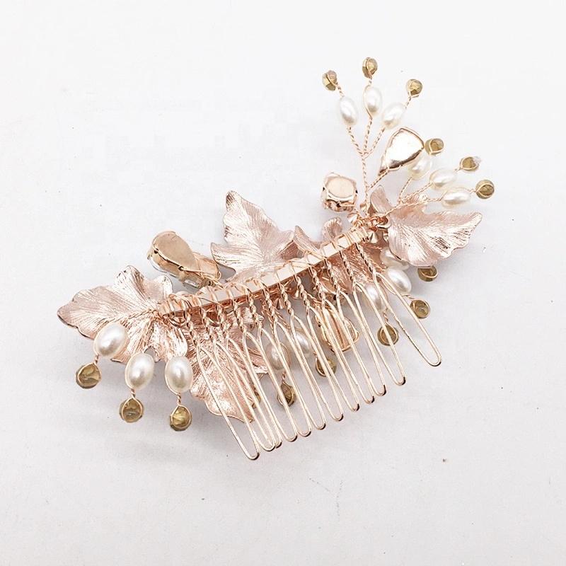 top seller 2019 trending styling hair comb wedding curly hair rhinestone bead comb factory price