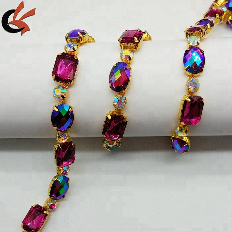 Color Rhinestone Acrylic Trims Chain for garment accessories and dance dress