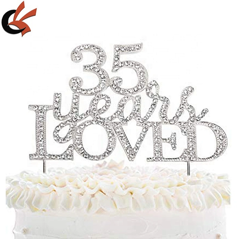 Anniversary Rhinestone Cake Topper 15 25 30 35 40 50 60 years LOVED Cake Topper