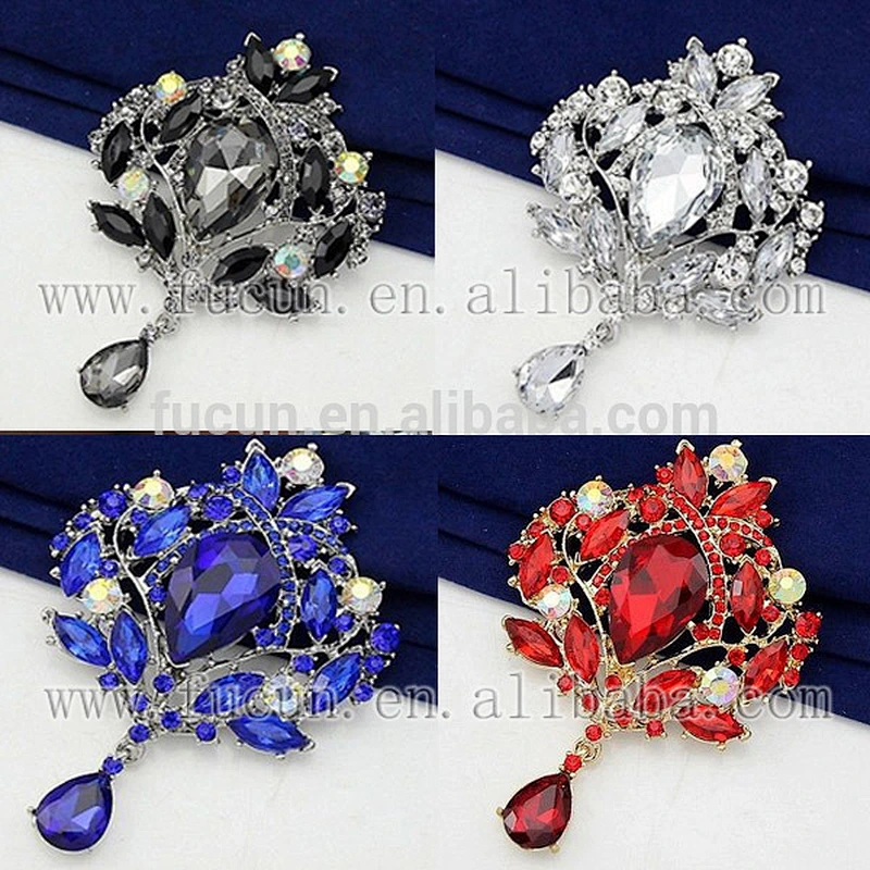 large Wedding Bridal Rhinestone crystal brooches silver brooch pin
