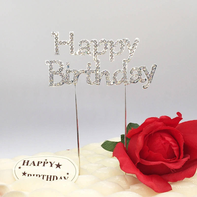 party cake decor happy birthday rhinestone cake topper