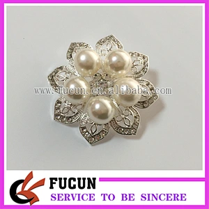 Wholesale Handmade Boutonniere Stick Flower Artificial Pearl Brooch Pins