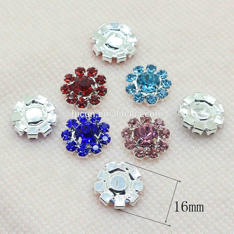 16mm top selling New fashion flat back rhinestone decoration jewelry buckle for wedding