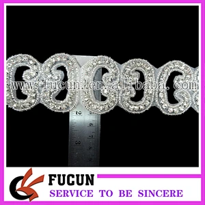 wholesale bridal beaded appliques for headband,silver rhinestone applique for sash
