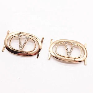 Guangzhou shoes market men luxury logo shoelace charms shoe buckle accessories wholesale