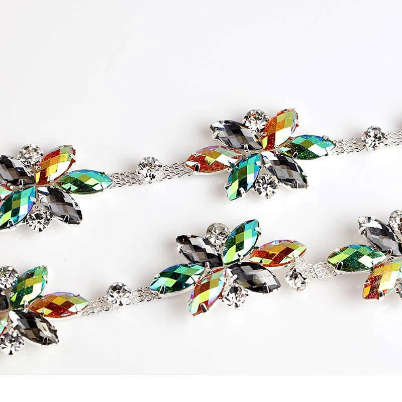 shining eye shape resin trimming cup chain for wedding dress decoration in bulk
