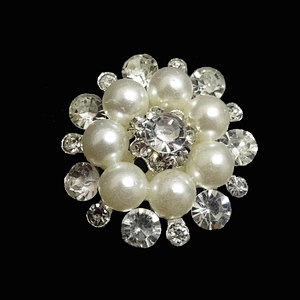 30MM RHINESTONE SILVER PEARL BROOCH FOR WEDDING