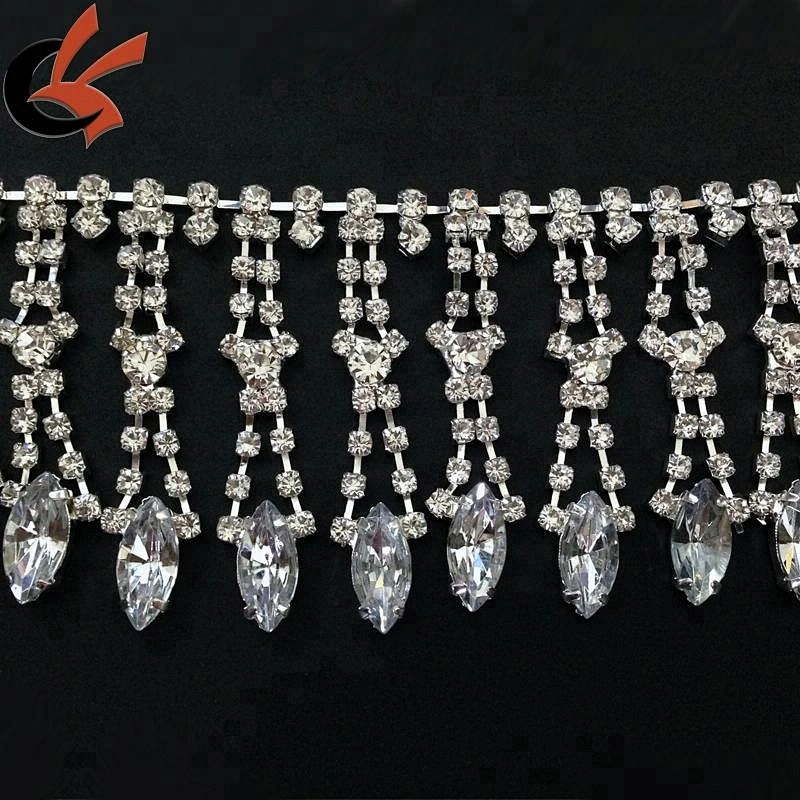 Stunning Dress Trim Dangle Drop AB crystal Rhinestone Diamante