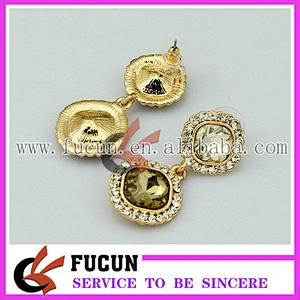 latest fashion design dubai gold plated rhinestone earrings jewelry China wholesale