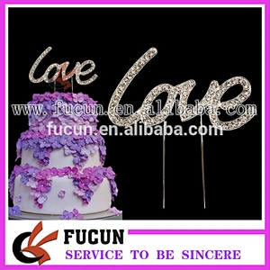 New arrival 2016 wedding cake decoration LOVE diamante rhinestone cake topper