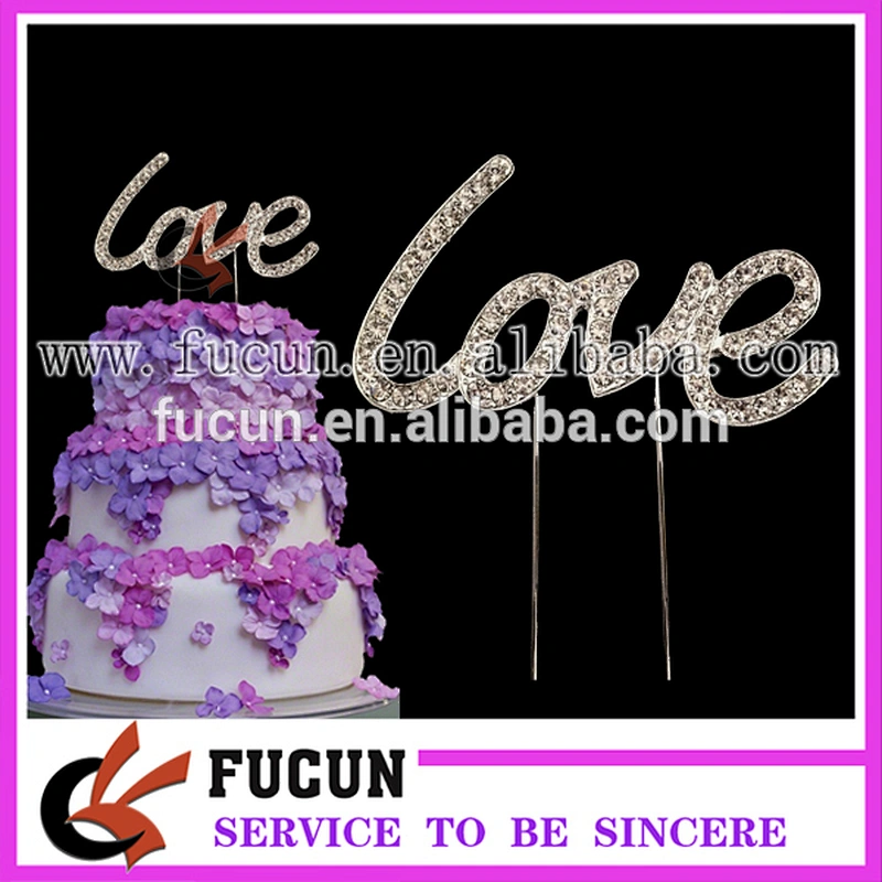 New arrival 2016 wedding cake decoration LOVE diamante rhinestone cake topper