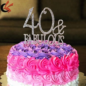40 & FABULOUS Crystal Rhinestone Cake Topper
