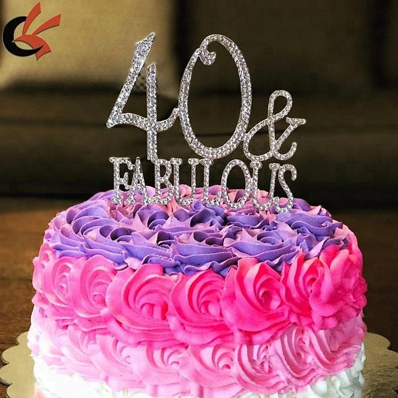 40 & FABULOUS Crystal Rhinestone Cake Topper