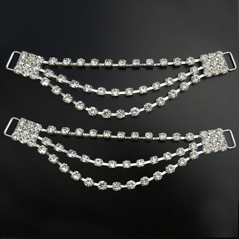 bling crystal Triple hanging rhinestone chain connector bikini connector