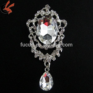 45*96mm Stunning Ornate Bridal Wedding Dress Brooch Crystal Brooch
