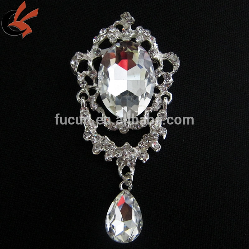45*96mm Stunning Ornate Bridal Wedding Dress Brooch Crystal Brooch