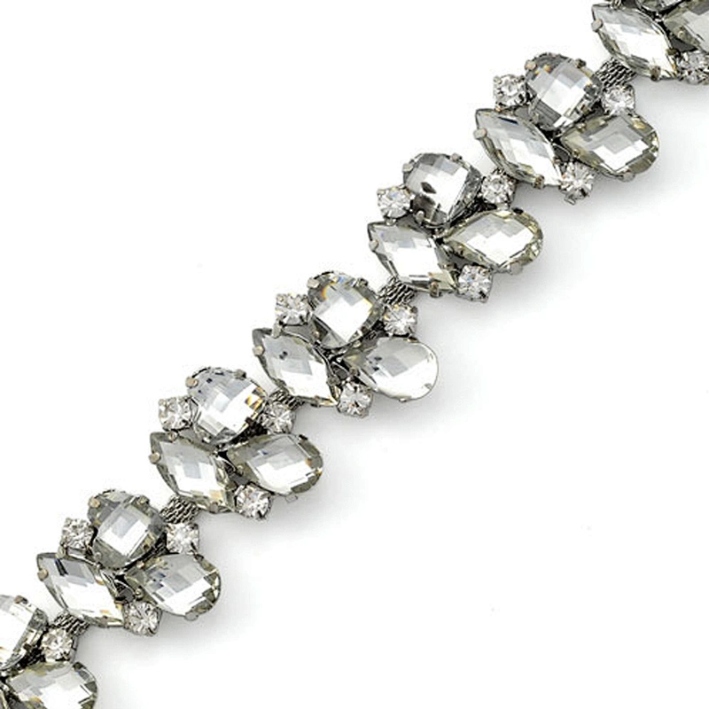 Garment accessories type rhinestone decorations black beaded lace trims