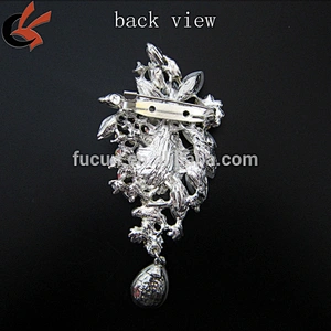 45*96mm Stunning Ornate Bridal Wedding Dress Brooch Crystal Brooch