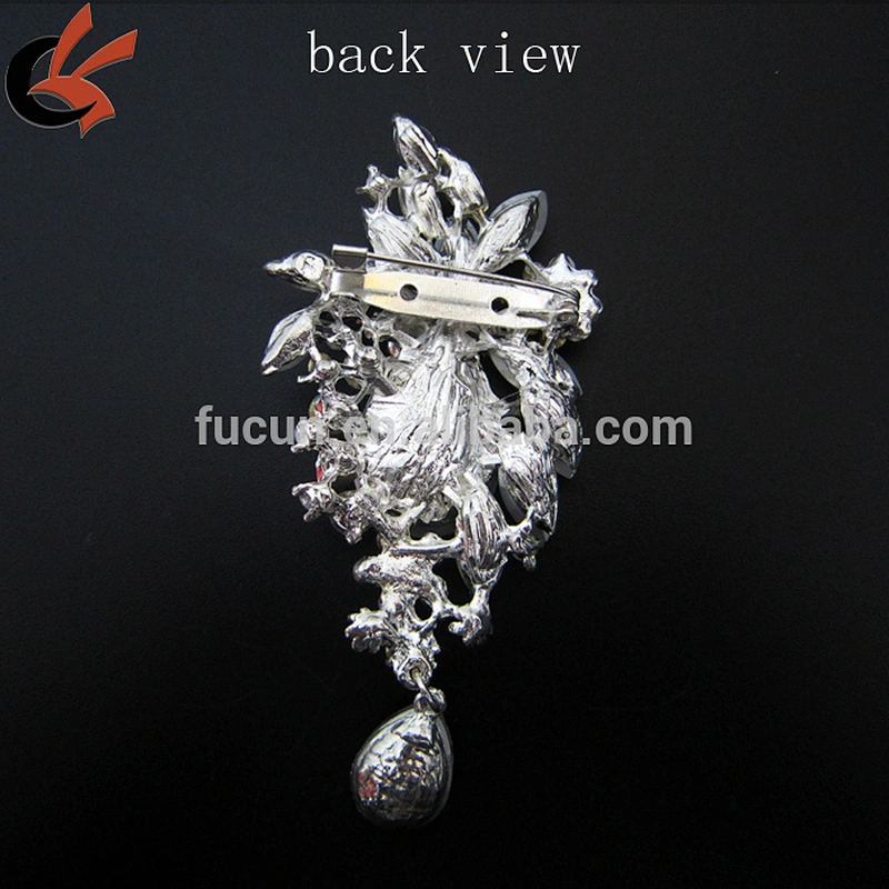 45*96mm Stunning Ornate Bridal Wedding Dress Brooch Crystal Brooch