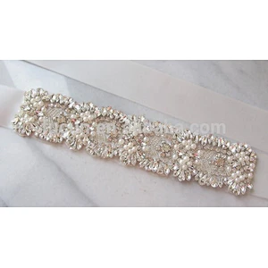 bridal work design flower embroidery mesh fabric beaded bridal lace applique for wedding dresses
