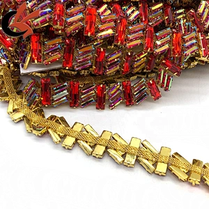 New style custom carnival decoration Red AB crystal rhinestone chain trimming