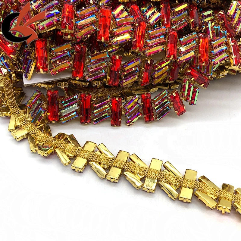 New style custom carnival decoration Red AB crystal rhinestone chain trimming