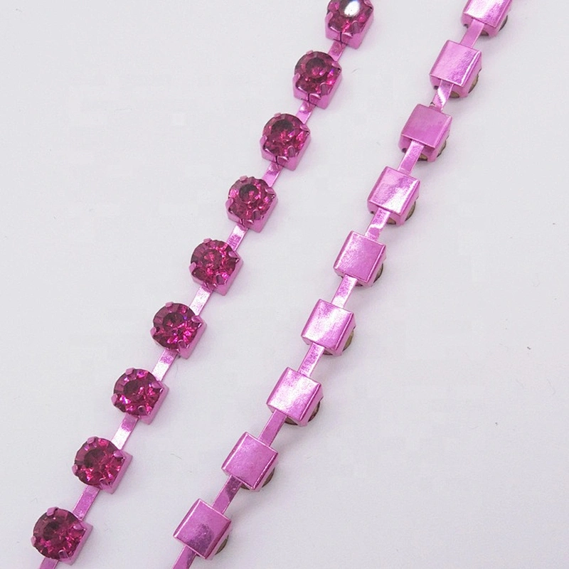 New Products SS12 Sparkling COLOR rhinestone color plating metal base rhinestone cup chain