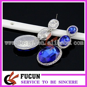 fashion high quality shiny silver hanging earring sets jewelry for wedding