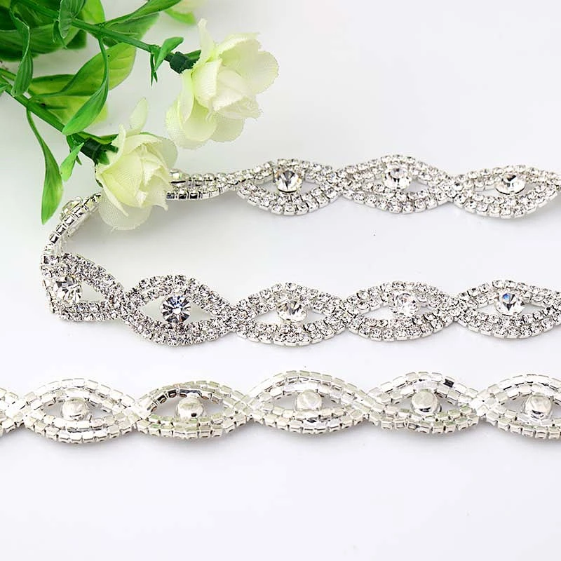 China factory crystal decoration bridal glass rhinestone trim chain for fashion jewelry decoration