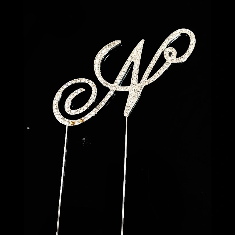 Diamante hot selling capital attractive 26 letter rhinestone cake toppers wedding