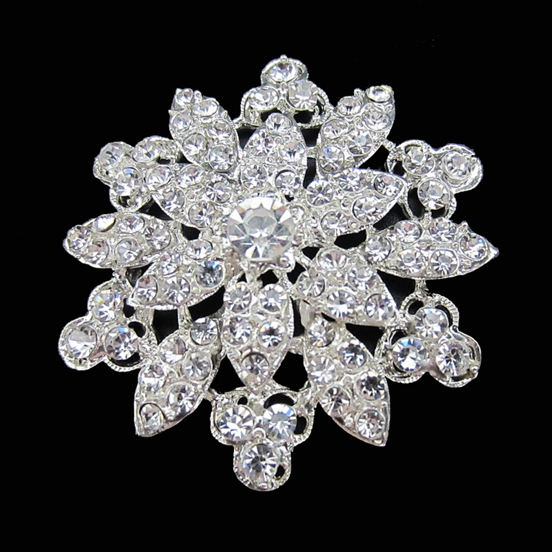 China manufacturers wholesale clear silver brooch rhinestone brooch in bulk