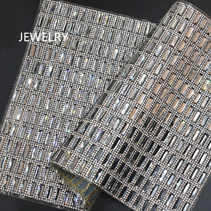 LOWEST PRICE !!! 24CMX40CM Hotfix Crystal Mesh Glass Stone Glue Sheet Wholesale