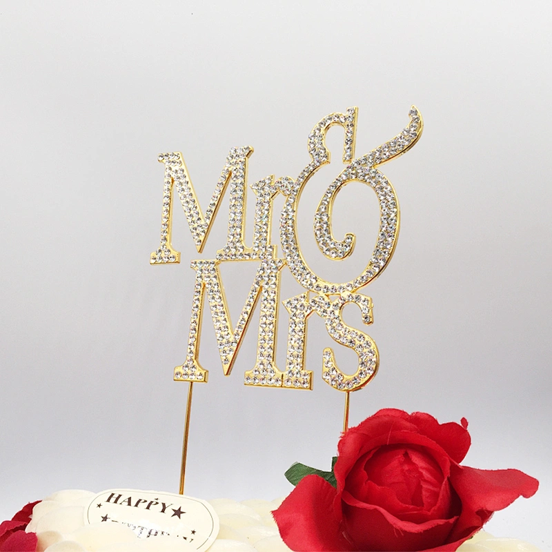 Gold crystal Mr and Mrs cake topper accessories wedding figurine cake topper