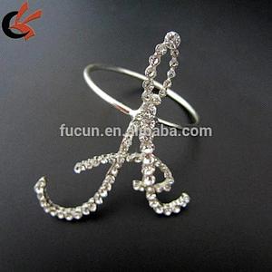 Bulk Wholesale Monogrammed Alphabet Letter A Monogrammed Rhinestone Napkin Rings
