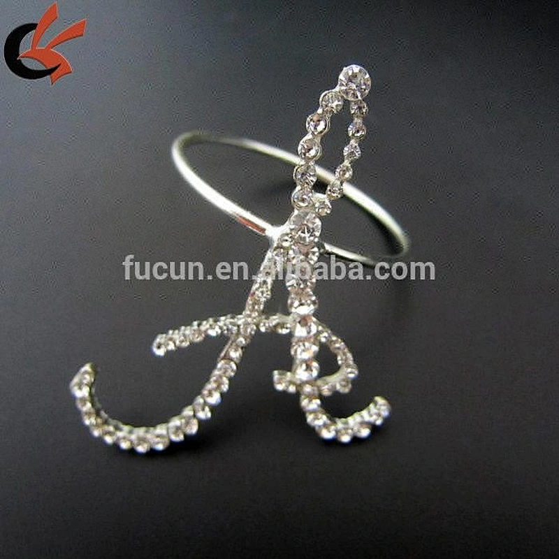 Bulk Wholesale Monogrammed Alphabet Letter A Monogrammed Rhinestone Napkin Rings