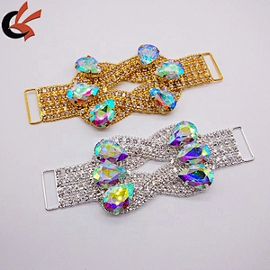 Bling Bling AB Crystal Large Water Drop Glass Crystal Rhinestone Bikini Connectors