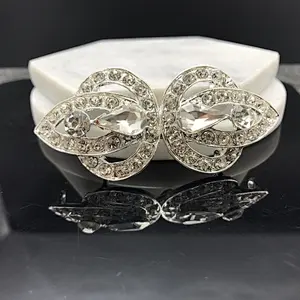 35MM*95MM wholesale metal charm wedding invitation ribbon rhinestone pair buckles sliders