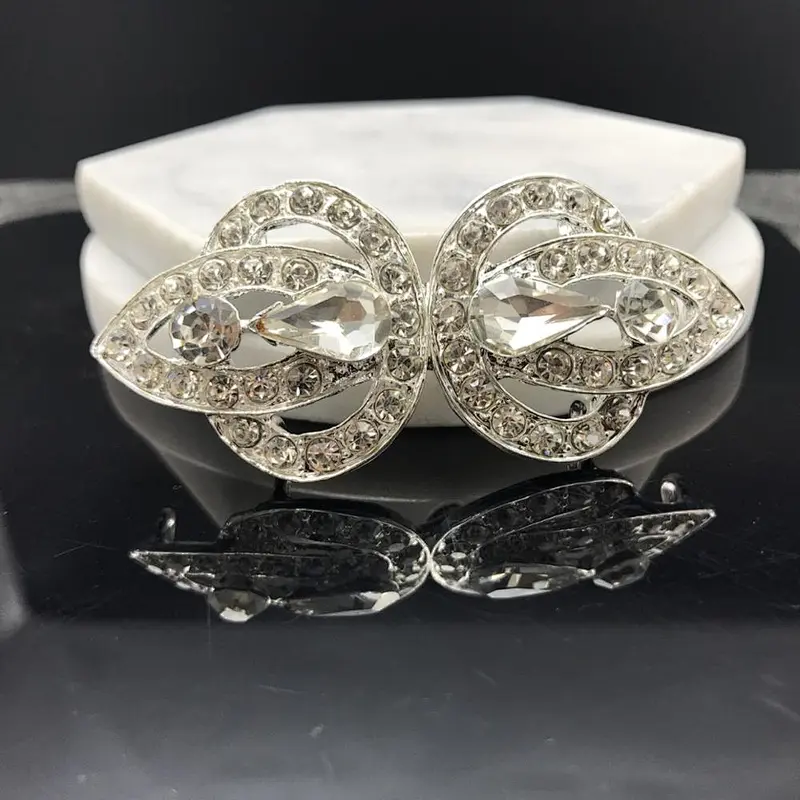 35MM*95MM wholesale metal charm wedding invitation ribbon rhinestone pair buckles sliders