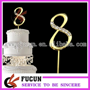Gold number crystal diamond rhinestone cake topper party decoration/cake decoration
